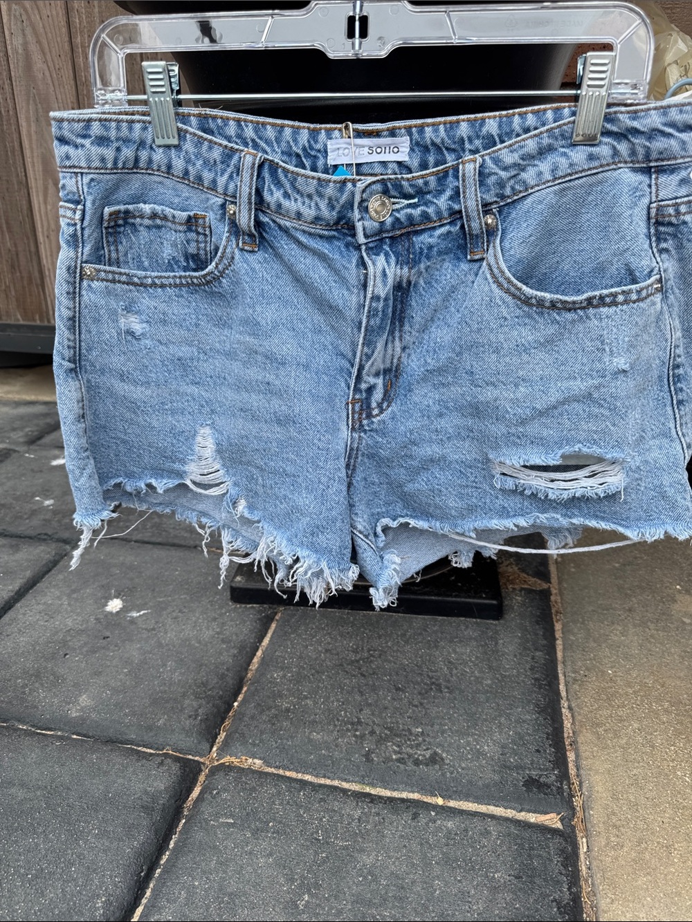 Love SoHo High-Rise Distressed Denim Women’s Frayed Hem Shorts - size 11